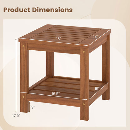 2-Tier Outdoor Side Table with Storage Shelf for Patio, Natural Patio Coffee Tables at Gallery Canada