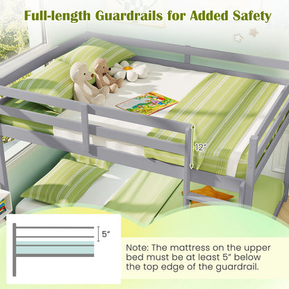 Full Over Full Bunk Bed Low-to-ground Bunk Bed, Gray Bunk Bed Frame at Gallery Canada