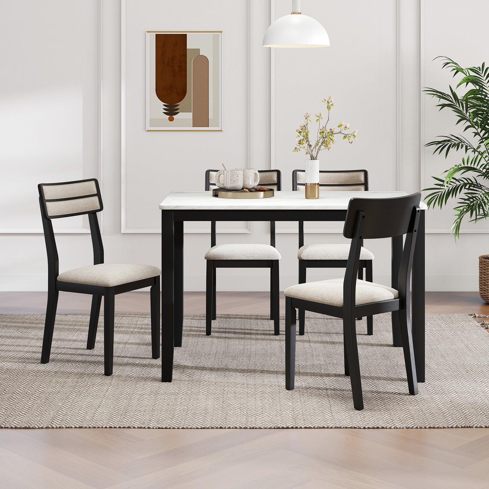 Modern Dining Chairs Set of 4 with Tilt Backrest for Dining Room, Black Dining Chairs at Gallery Canada