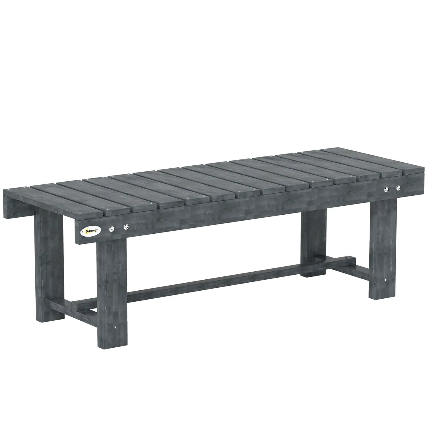 Outdoor Garden Bench, Fir Wood Stool, 43.25" x 15" x 13.75", Grey Outdoor Benches Grey at Gallery Canada