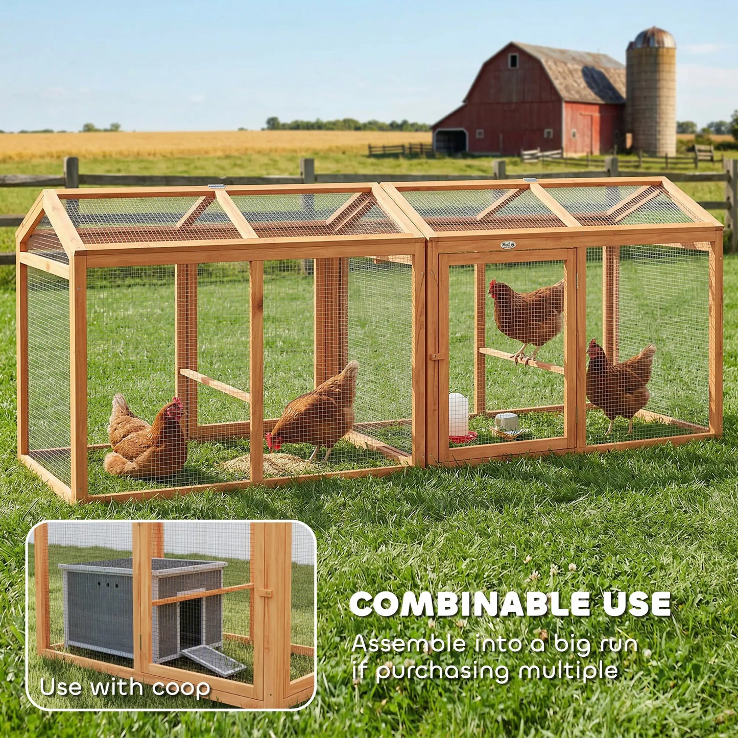 Wooden Chicken Run, Outdoor Coop With Perch, Dual Doors, Hen House Rabbit Hutch Chicken Coops at Gallery Canada