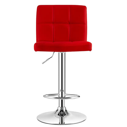 Set of 2 Square Swivel Adjustable PU Leather Bar Stools with Back and Footrest, Red Bar Stools at Gallery Canada