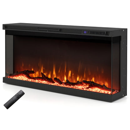 36/40/50/60 Inch Wide 3-Sided Electric Fireplace Insert with Remote Control and 12 Flame Colors-36 Inch Appliances at Gallery Canada