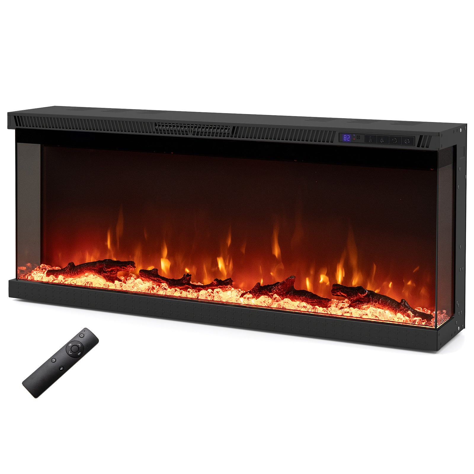 36/40/50/60 Inch Wide 3-Sided Electric Fireplace Insert with Remote Control and 12 Flame Colors-40 inches Fireplaces at Gallery Canada