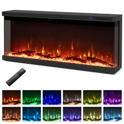 36/40/50/60 Inch Wide 3-Sided Electric Fireplace Insert with Remote Control and 12 Flame Colors-40 inches Fireplaces at Gallery Canada