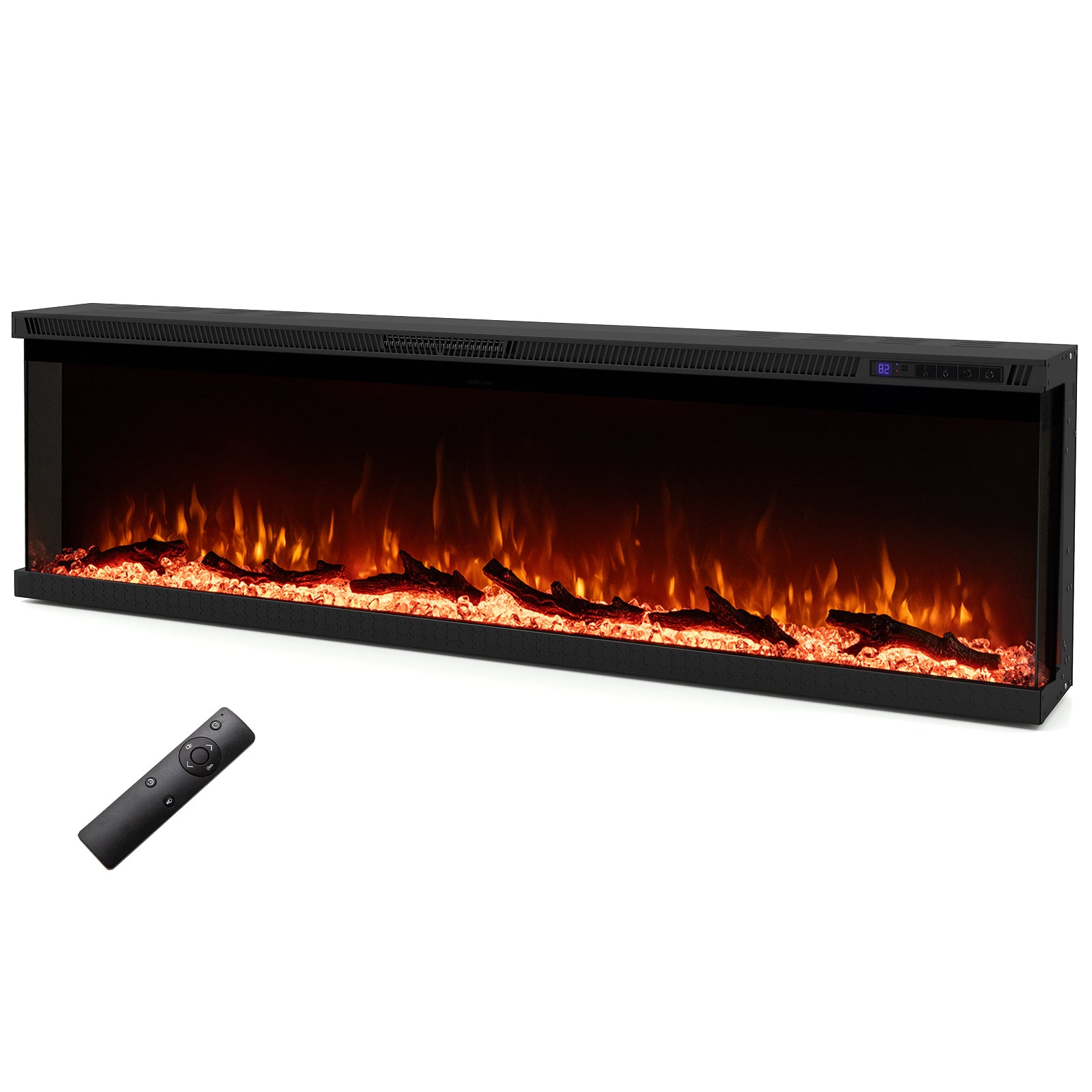 36/40/50/60 Inch Wide 3-Sided Electric Fireplace Insert with Remote Control and 12 Flame Colors-60 inch Fireplaces at Gallery Canada