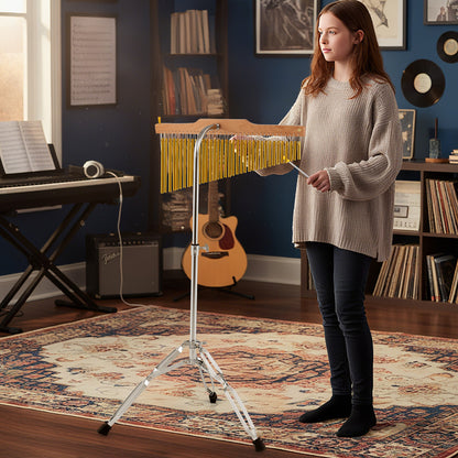 36-Bar Single-Row Chimes Percussion Instrument, Golden