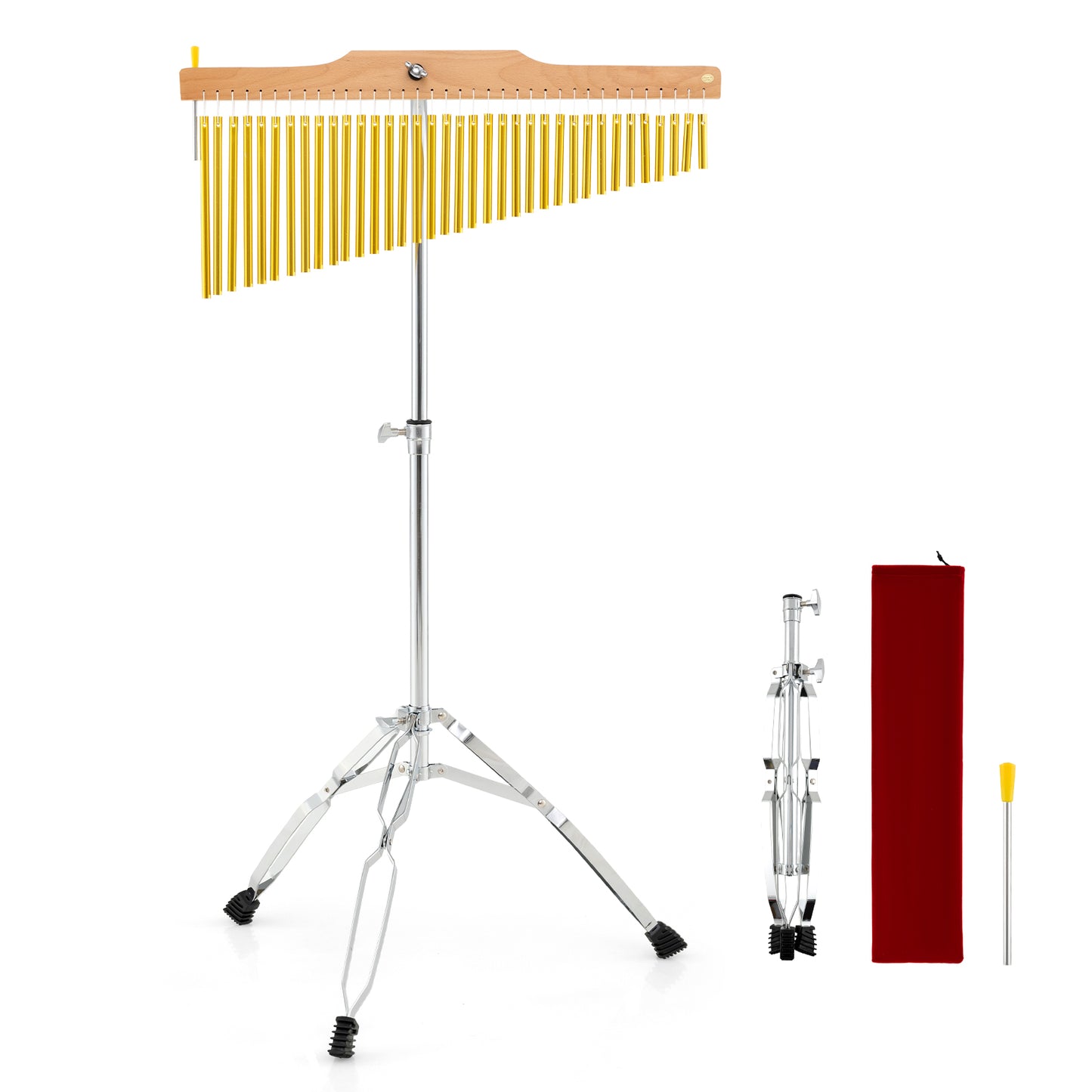 36-Bar Single-Row Chimes Percussion Instrument, Golden
