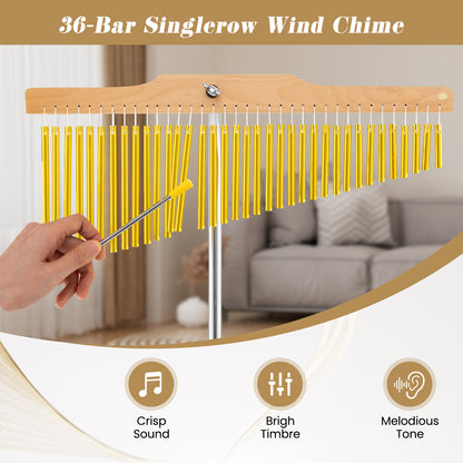 36-Bar Single-Row Chimes Percussion Instrument, Golden
