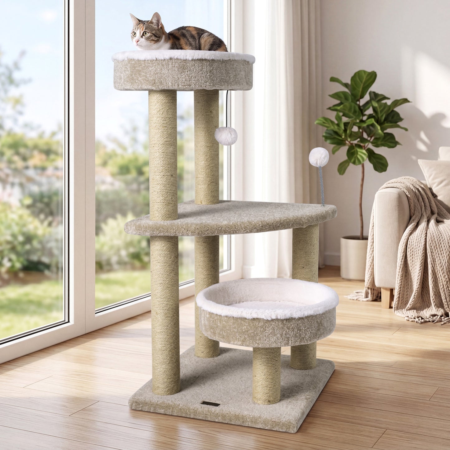 36" Carpeted Cat Tree with Plush Perches, Scratching Posts Cat Trees Condos & Scratchers at Gallery Canada
