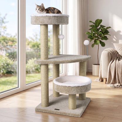 36" Carpeted Cat Tree with Plush Perches, Scratching Posts Cat Trees Condos & Scratchers at Gallery Canada