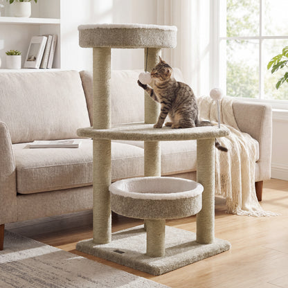 36" Carpeted Cat Tree with Plush Perches, Scratching Posts Cat Trees Condos & Scratchers at Gallery Canada