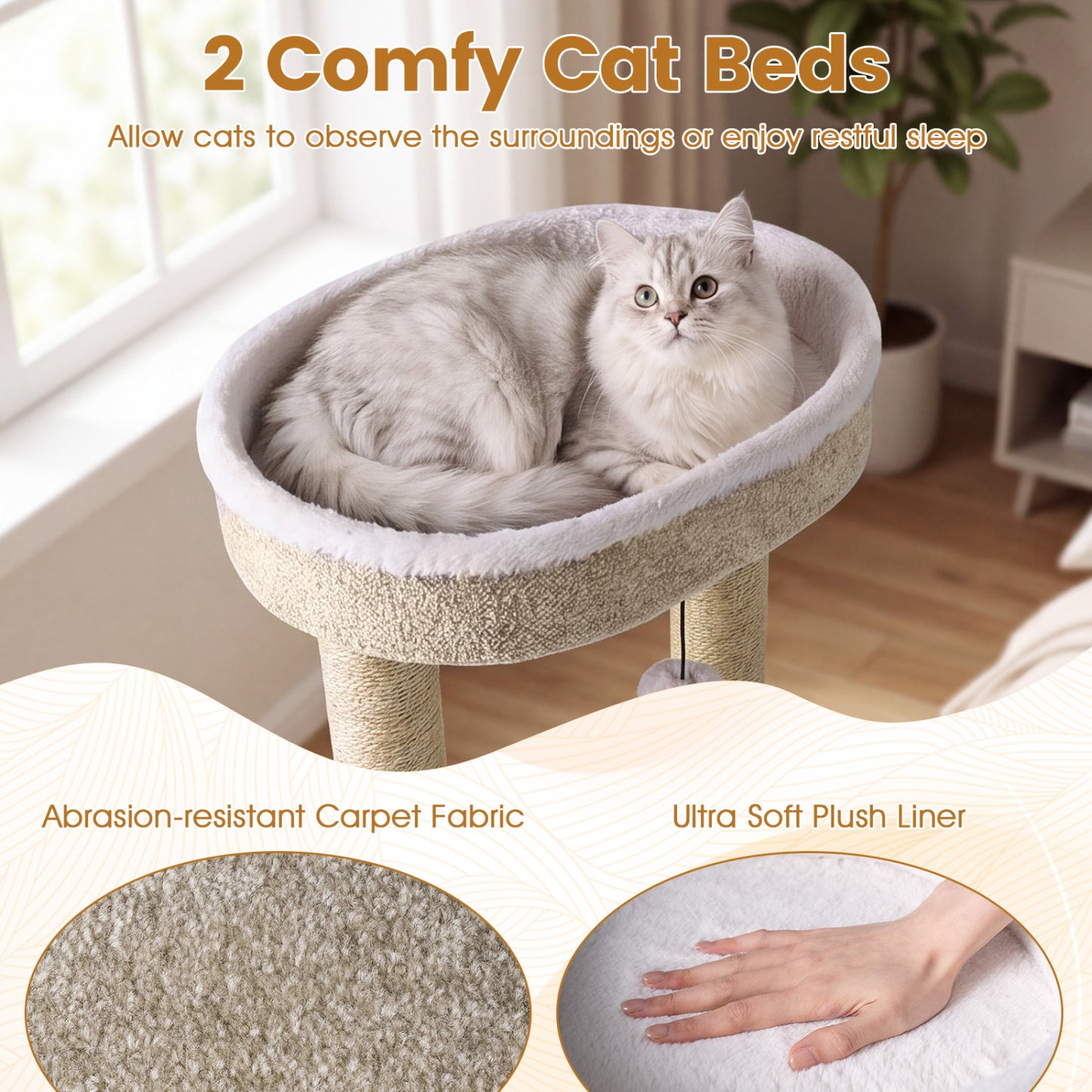36" Carpeted Cat Tree with Plush Perches, Scratching Posts Cat Trees Condos & Scratchers at Gallery Canada