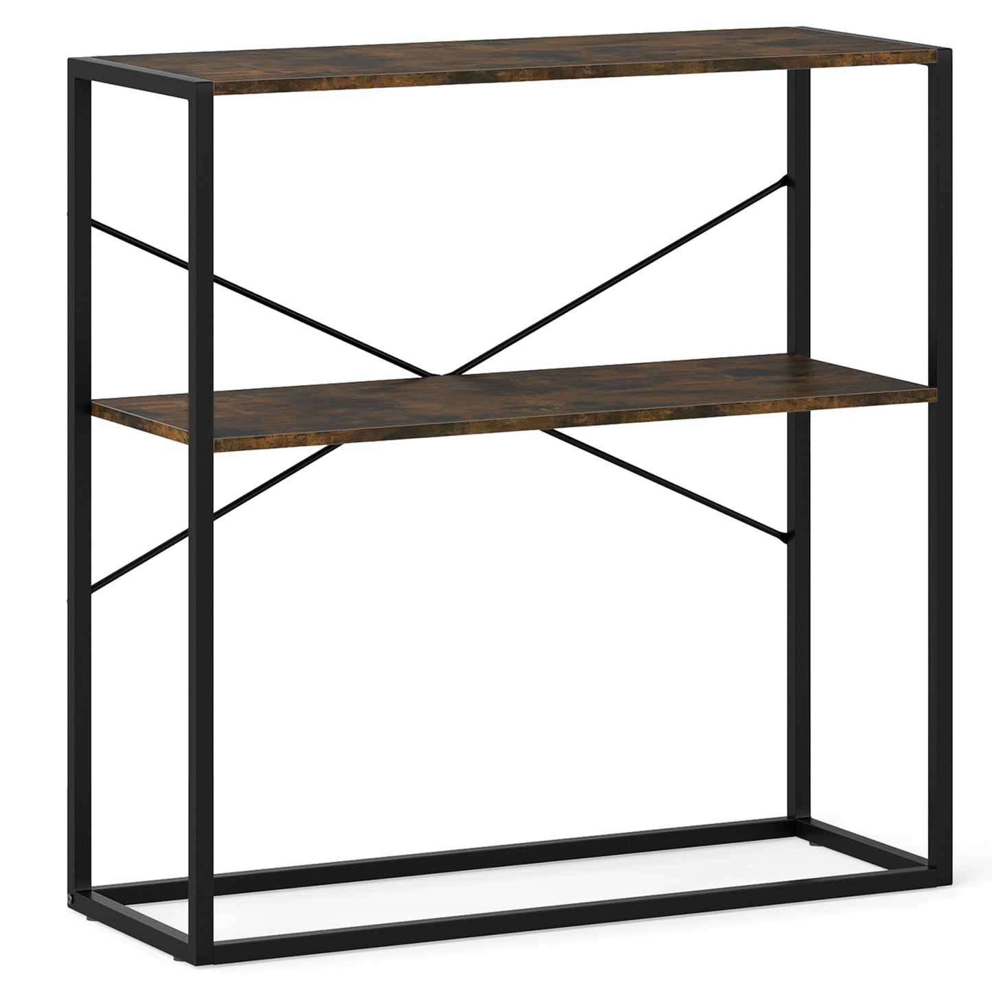 36" Console Table, 2-Tier Entryway, Wooden Shelves, Metal Frame, Rustic Brown Console Tables at Gallery Canada