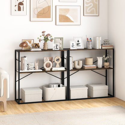 36" Console Table, 2-Tier Entryway, Wooden Shelves, Metal Frame, Rustic Brown Console Tables at Gallery Canada