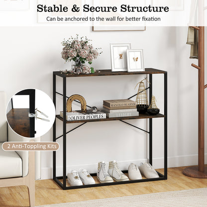 36" Console Table, 2-Tier Entryway, Wooden Shelves, Metal Frame, Rustic Brown Console Tables at Gallery Canada