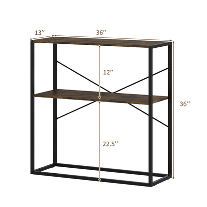 36" Console Table, 2-Tier Entryway, Wooden Shelves, Metal Frame, Rustic Brown Console Tables at Gallery Canada