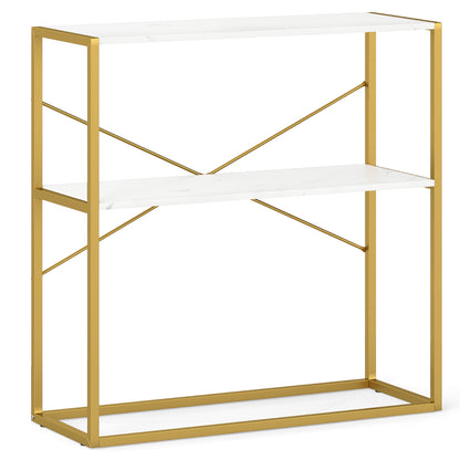 36" Console Table 2-Tier Entryway Table with Wooden Open Shelves and Metal Frame, White Console Tables at Gallery Canada