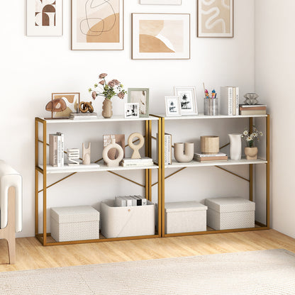 36" Console Table 2-Tier Entryway Table with Wooden Open Shelves and Metal Frame, White Console Tables at Gallery Canada