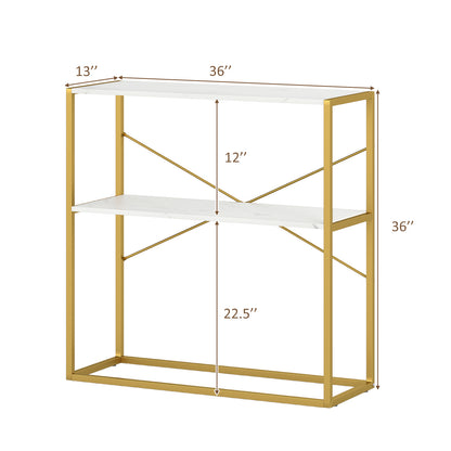 36" Console Table 2-Tier Entryway Table with Wooden Open Shelves and Metal Frame, White Console Tables at Gallery Canada