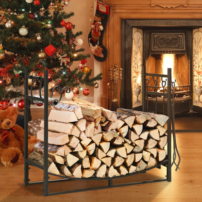 36 Inch Fireplace Log Holder, Kindling Holder, Shovel, Black Log Storage at Gallery Canada