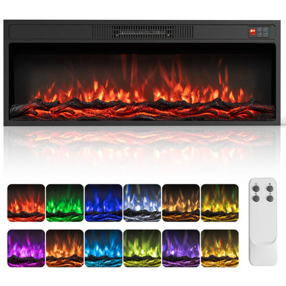 Foyer électrique encastrable de 36 pouces, flamme réglable, couleurs