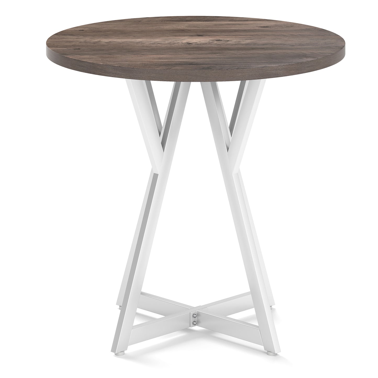 36 Inch Round Dining Table with Metal Pedestal Base, Natural Dining Tables at Gallery Canada
