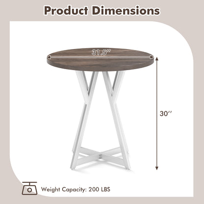 36 Inch Round Dining Table with Metal Pedestal Base, Natural Dining Tables at Gallery Canada