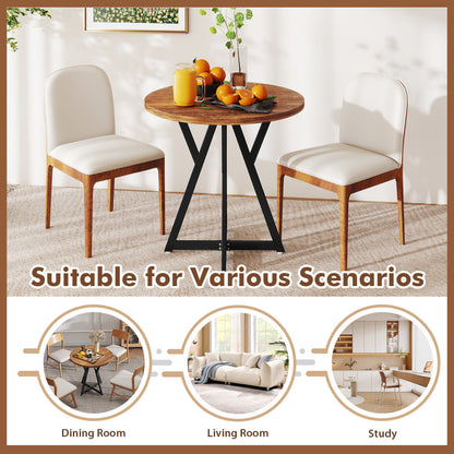 36 Inch Round Dining Table with Metal Pedestal Base, Rustic Brown Dining Tables at Gallery Canada