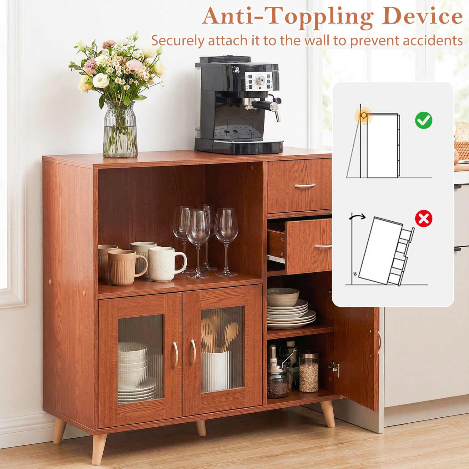 36 Inch Sideboard Buffet Cabinet, Brown Sideboards Cabinets & Buffets at Gallery Canada