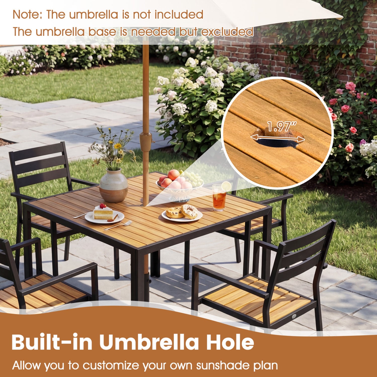 36 Inch Square Outdoor Dining Table, Slatted Top, For 4 Picnic Tables at Gallery Canada