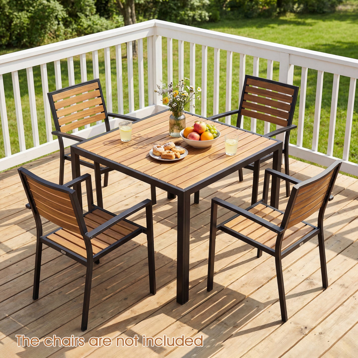 36 Inch Square Outdoor Dining Table, Slatted Top, For 4 Picnic Tables at Gallery Canada