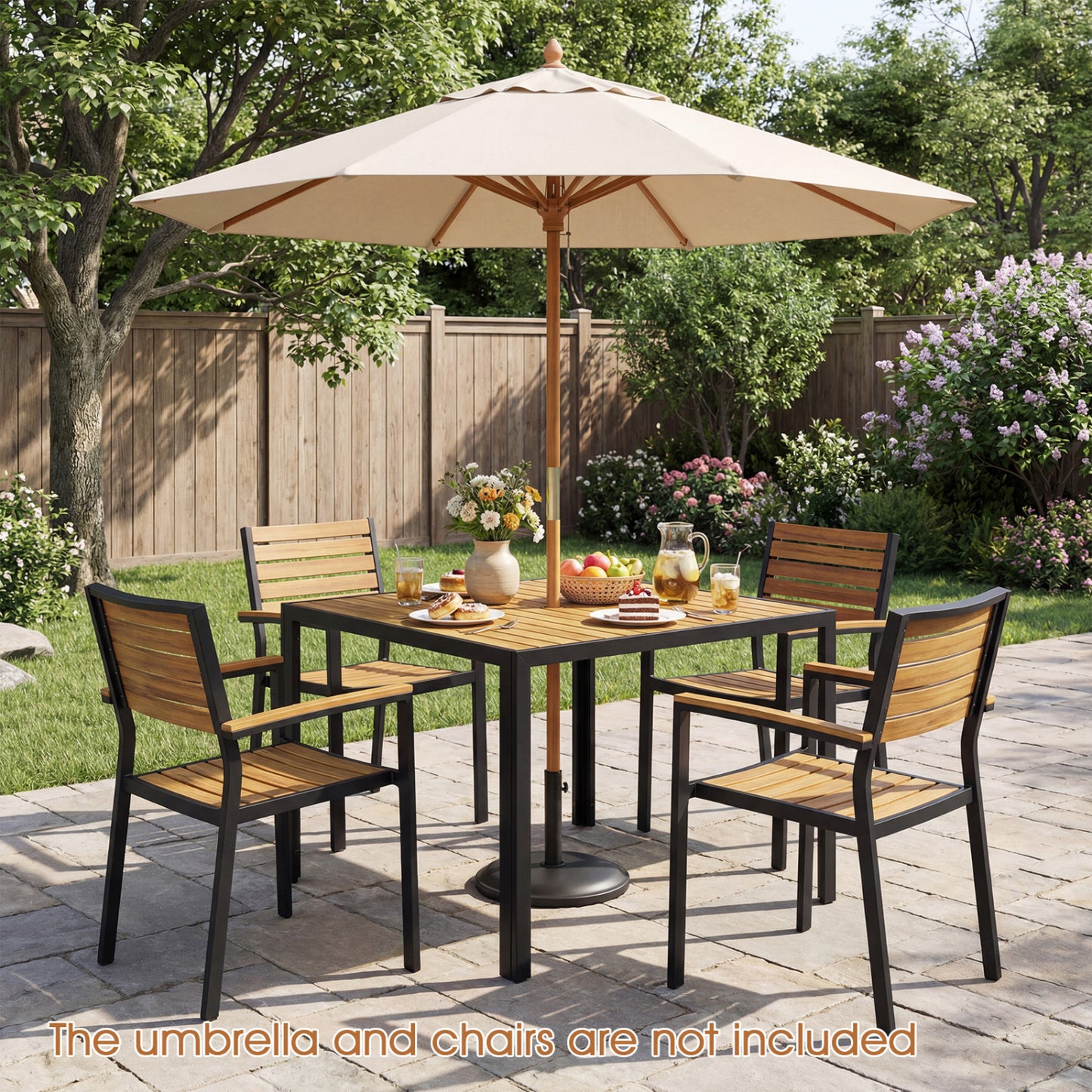 36 Inch Square Outdoor Dining Table, Slatted Top, For 4 Picnic Tables at Gallery Canada