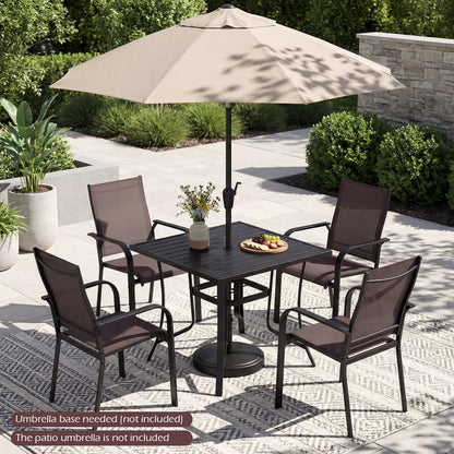 36 Inch Square Patio Table for 4 Metal Dining Table with Umbrella Hole, Black Patio Dining Tables at Gallery Canada
