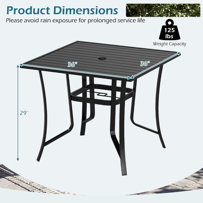 36 Inch Square Patio Table for 4 Metal Dining Table with Umbrella Hole, Black Patio Dining Tables at Gallery Canada