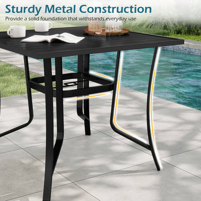 36 Inch Square Patio Table for 4 Metal Dining Table with Umbrella Hole, Black Patio Dining Tables at Gallery Canada