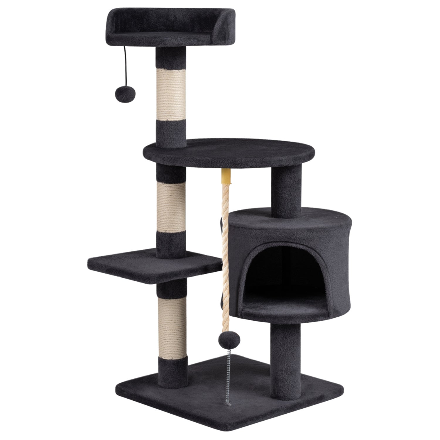 36 Inch Tall Kitten Tower, Condo, Plush Perch, Dark Gray Cat Trees Condos & Scratchers at Gallery Canada