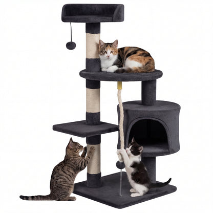 36 Inch Tall Kitten Tower, Condo, Plush Perch, Dark Gray Cat Trees Condos & Scratchers at Gallery Canada
