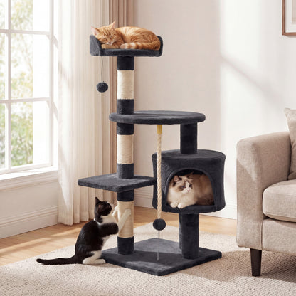 36 Inch Tall Kitten Tower, Condo, Plush Perch, Dark Gray Cat Trees Condos & Scratchers at Gallery Canada