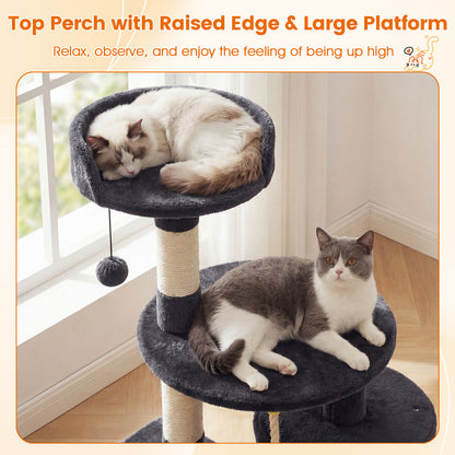 36 Inch Tall Kitten Tower, Condo, Plush Perch, Dark Gray Cat Trees Condos & Scratchers at Gallery Canada