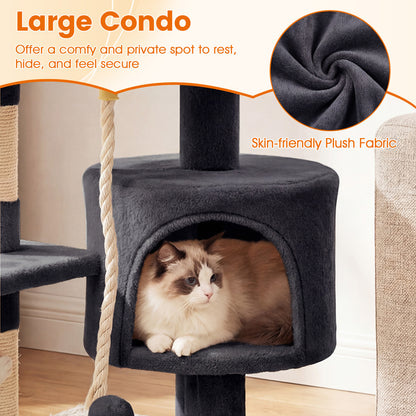 36 Inch Tall Kitten Tower, Condo, Plush Perch, Dark Gray Cat Trees Condos & Scratchers at Gallery Canada