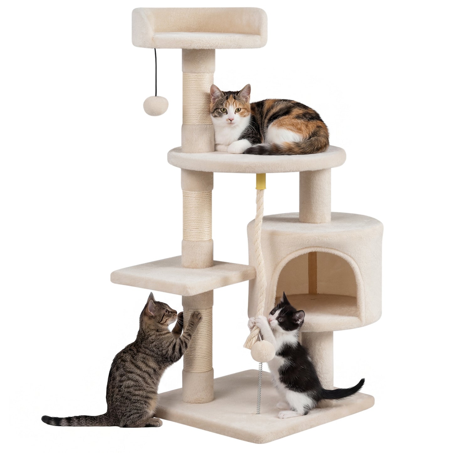 36 Inch Kitten Tower With Condo, Plush Perch, Beige Cat Trees Condos & Scratchers at Gallery Canada