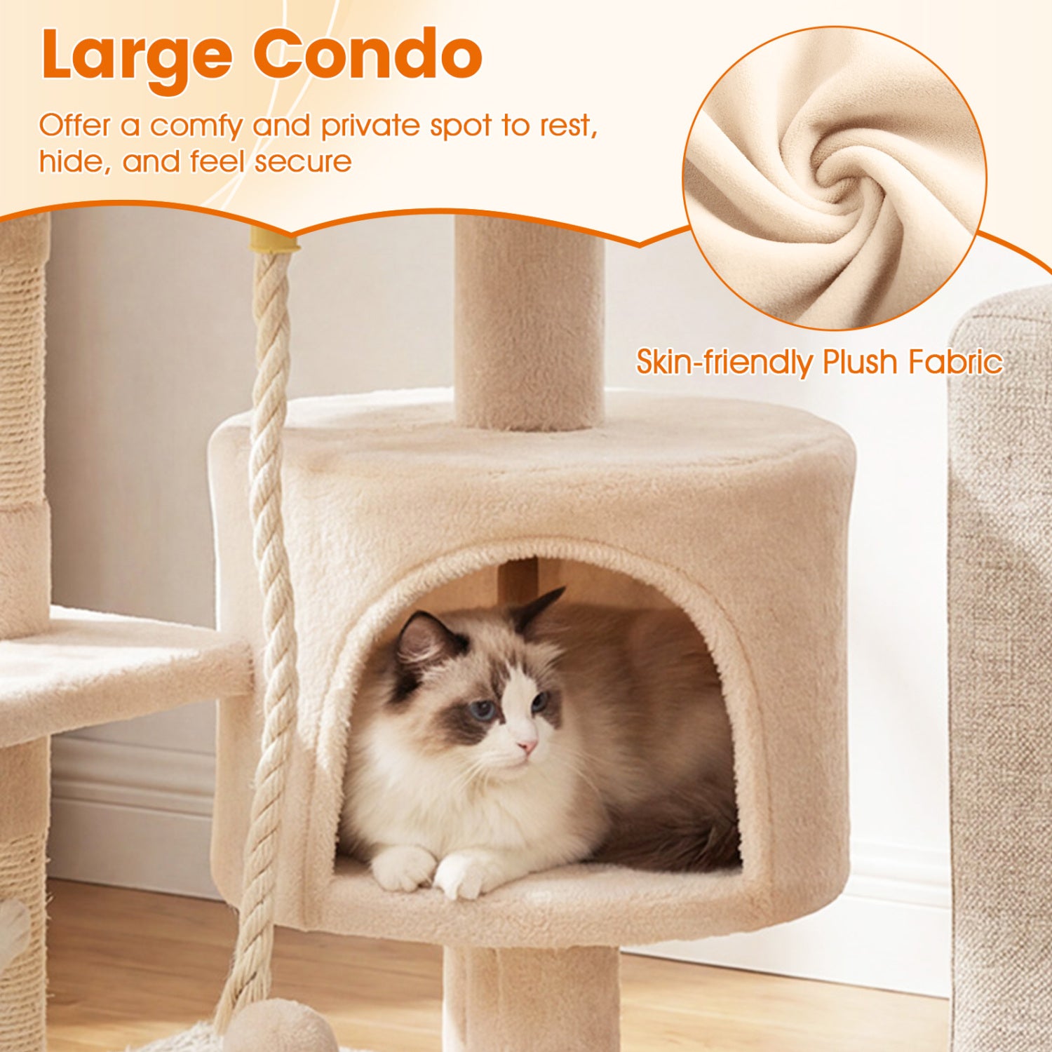 36 Inch Kitten Tower With Condo, Plush Perch, Beige Cat Trees Condos & Scratchers at Gallery Canada