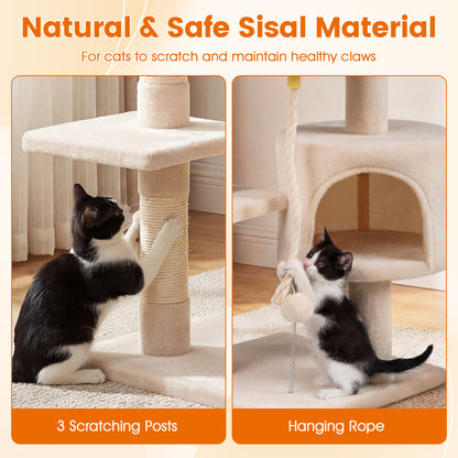 36 Inch Kitten Tower With Condo, Plush Perch, Beige Cat Trees Condos & Scratchers at Gallery Canada