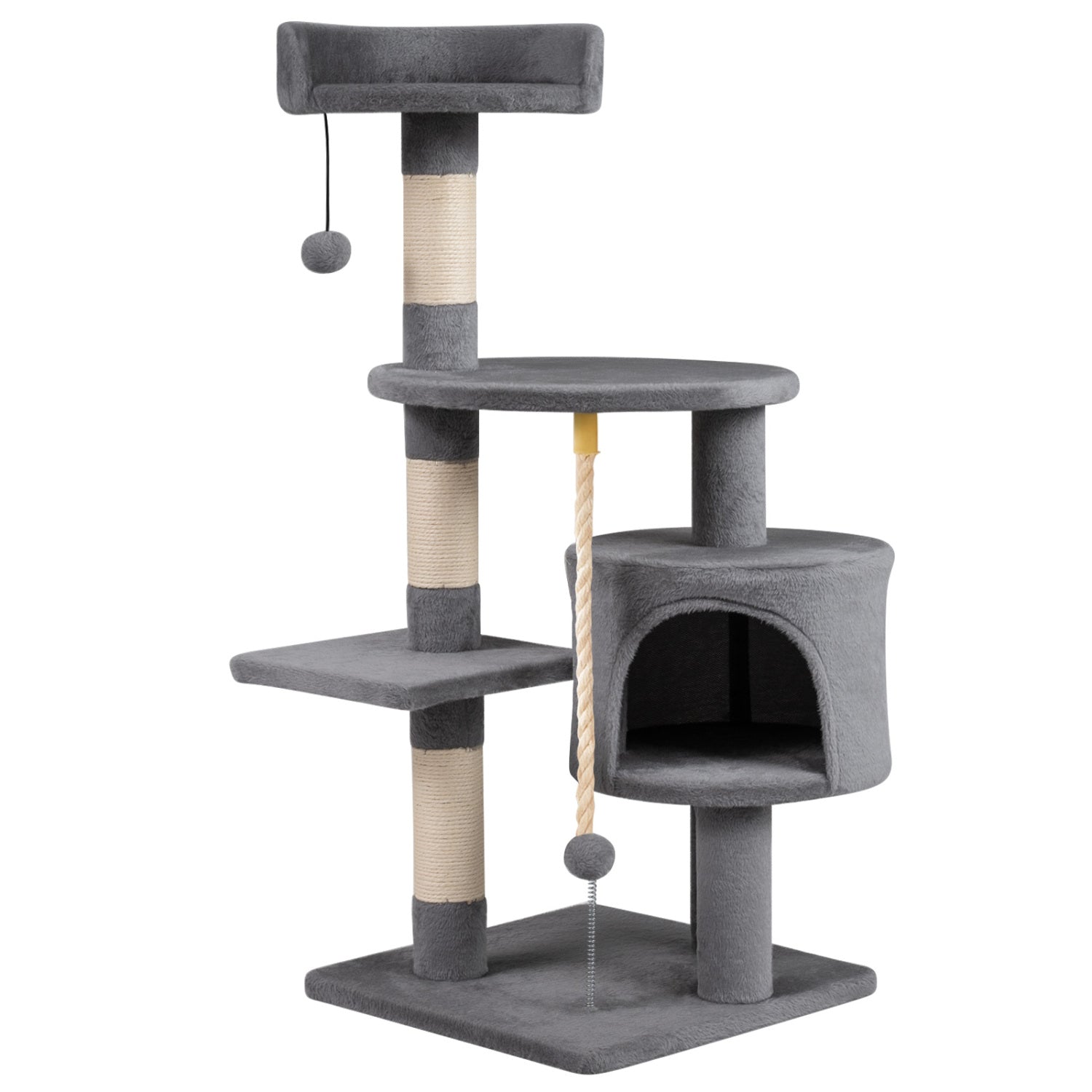 36 Inch Tall Kitten Tower, Condo And Plush Perch, Light Gray Cat Trees Condos & Scratchers Light Gray at Gallery Canada
