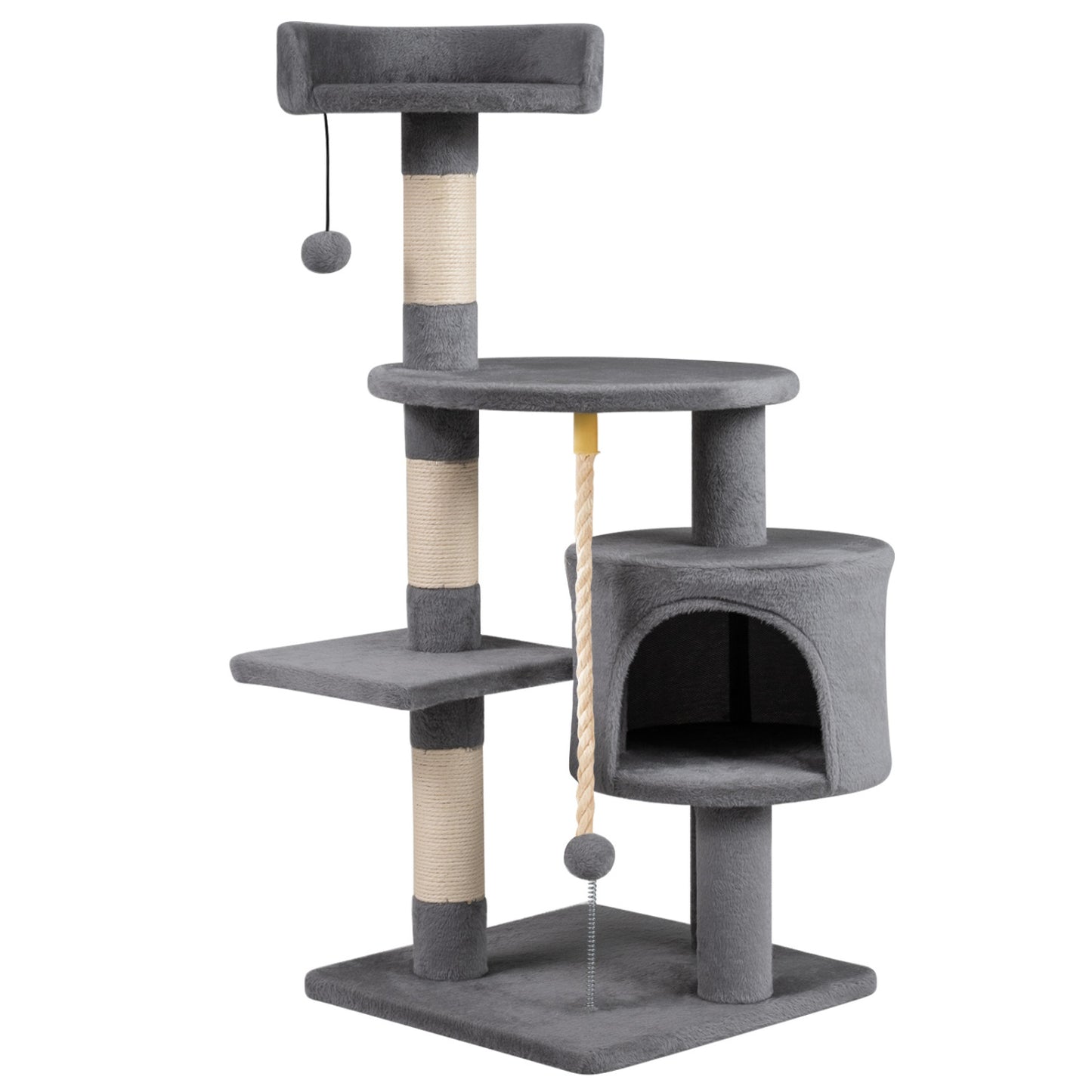 36 Inch Tall Kitten Tower, Condo And Plush Perch, Light Gray Cat Trees Condos & Scratchers Light Gray at Gallery Canada