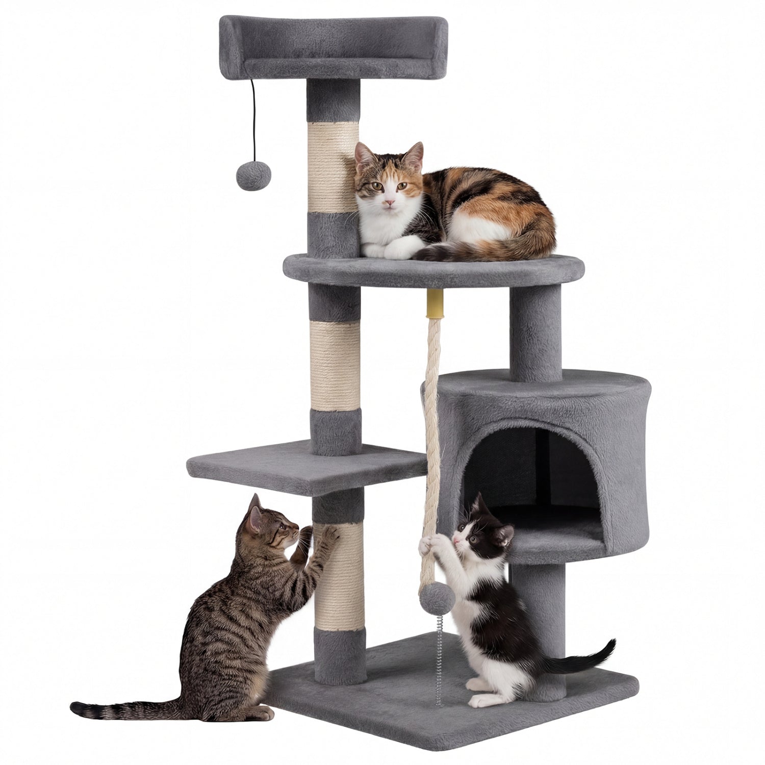 36 Inch Tall Kitten Tower, Condo And Plush Perch, Light Gray Cat Trees Condos & Scratchers at Gallery Canada