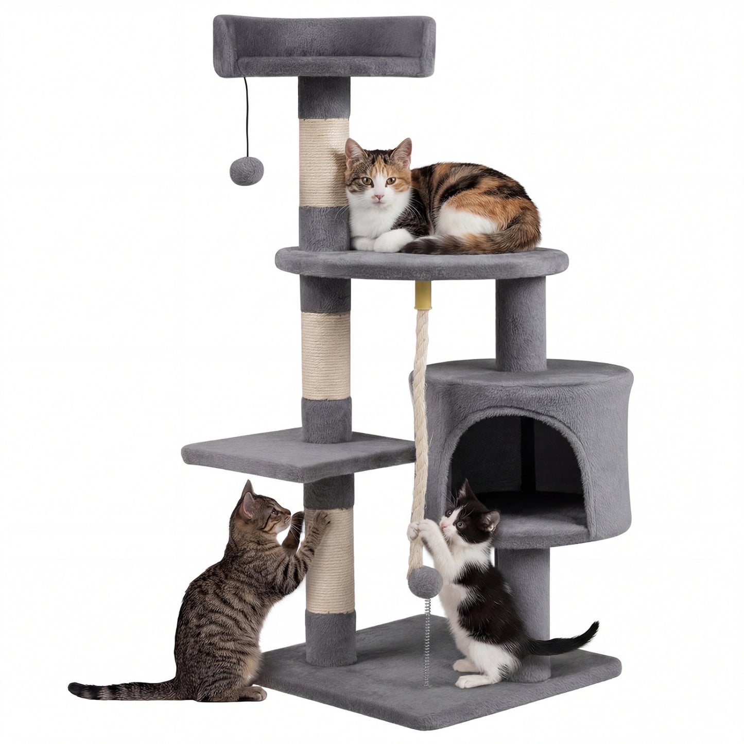 36 Inch Tall Kitten Tower, Condo And Plush Perch, Light Gray Cat Trees Condos & Scratchers at Gallery Canada
