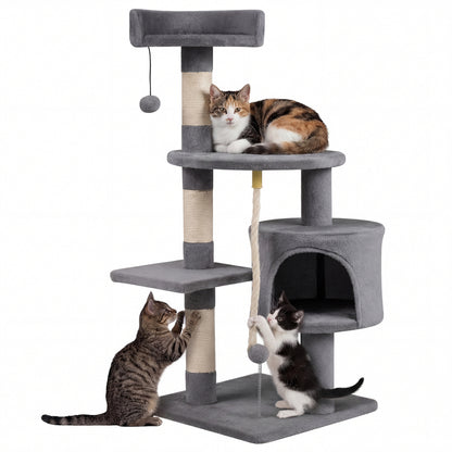 36 Inch Tall Kitten Tower, Condo And Plush Perch, Light Gray Cat Trees Condos & Scratchers at Gallery Canada