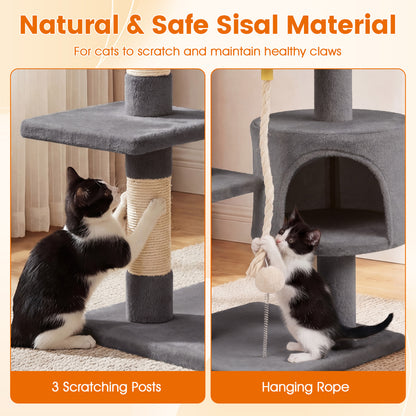 36 Inch Tall Kitten Tower, Condo And Plush Perch, Light Gray Cat Trees Condos & Scratchers at Gallery Canada